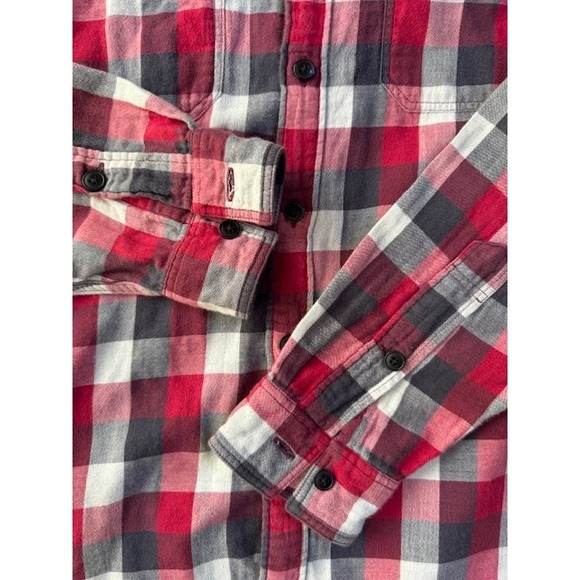 J Crew Shirt Mens MED Red Grey Plaid Flannel‎ Workshirt Button Up Cotton Casual - Picture 3 of 11